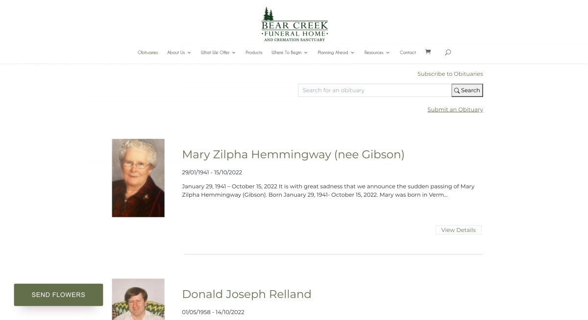 Obituaries at Bear Creek Funeral Home